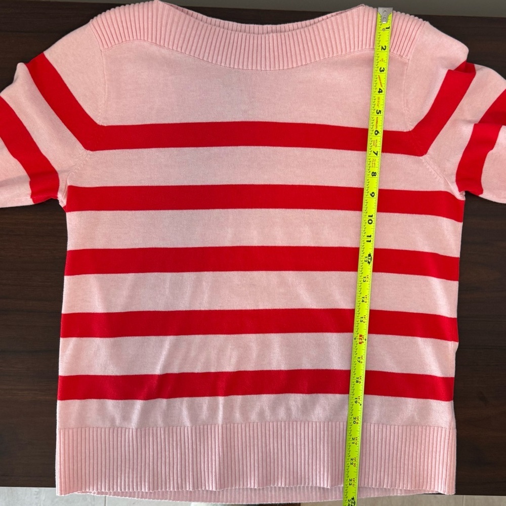 Tommy Hilfiger - Woman’s Pink and Red cotton boatneck sweater. Size M - Picture 7 of 11